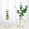 2 Gold Geometric Flower Vase Holders Clear Glass Tubes Wedding Home Centerpieces